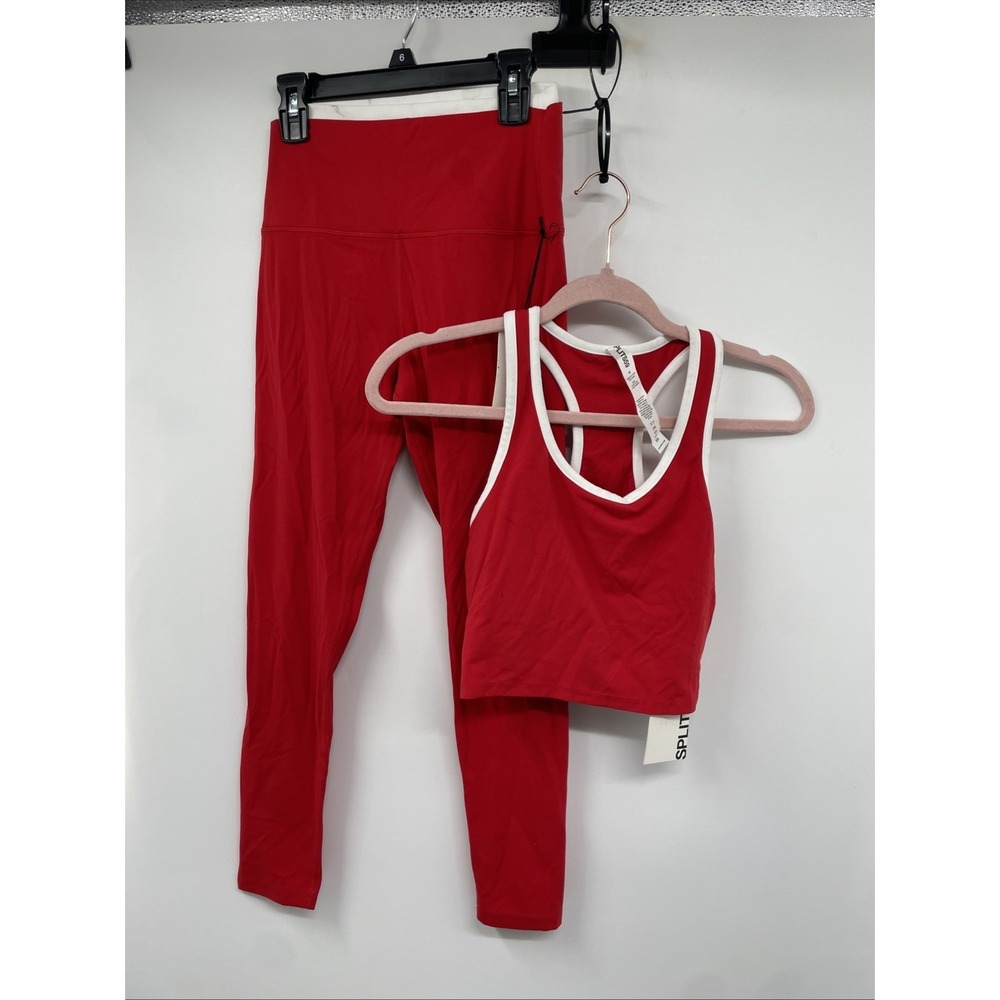 Splits59 Airweight 2-Piece Set Women Medium Red Stretch Racerback Activewear NWT